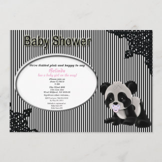 Mädchen-Baby-Panda-Babyparty-Einladung Einladung