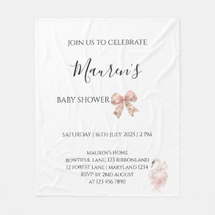 Mädchen-Baby-Party-Einladung mit rosa Schleife Fleecedecke