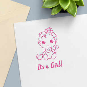 Mädchen-Baby-Party Geschlecht enthüllen Permastempel