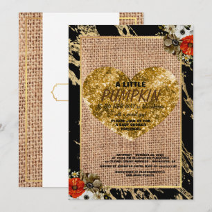 Mädchen-Baby-Party Herbst-Kürbis-Rustikal-Burlap-H Einladung