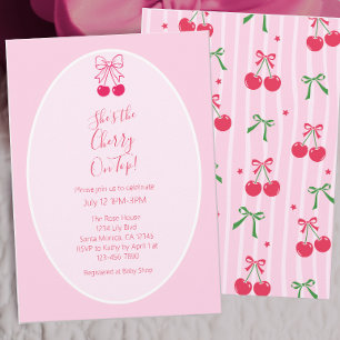 Mädchen-Baby-Party mit Kirsche obendrauf Einladung