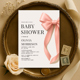 Mädchen-Baby-Party mit rosa Schleife Coquette Einladung