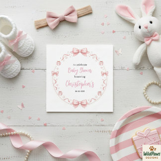 Mädchen-Baby-Party mit rosa Schleife – eine süße u Serviette