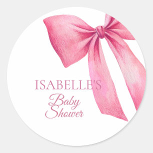 Mädchen-Baby-Party mit rosa Schleife Runder Aufkleber