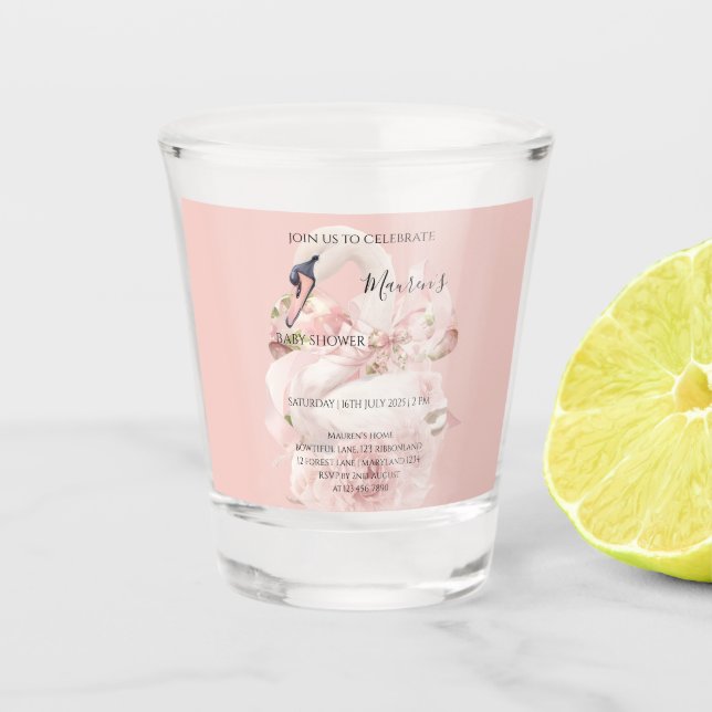 Mädchen-Baby-Party mit rosa Schleife Schnapsglas (Vorderseite)