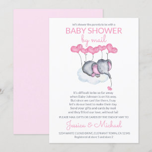 Mädchen-Baby-Party per Post rosa Elefant auf Wolke Einladung