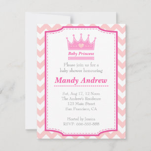 Mädchen-Baby-Party - Rosa Babyprinzessin mit Krone Einladung