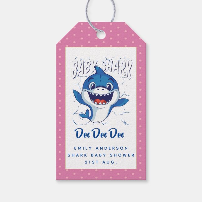 Mädchen BABY SHARK Dusche Dock Niedlich Pink indiv Geschenkanhänger (Vorderseite)