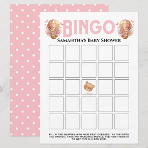  Mädchen Baby Shower Teddy Ballon Rosa Bingo  Einladung