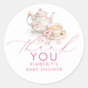 Mädchen-Baby-Shower-Teeparty-Dankeschön-Geschenke Runder Aufkleber