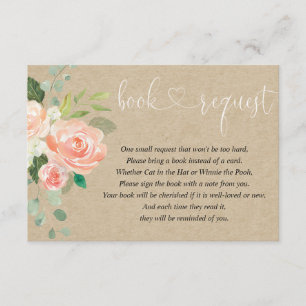 Mädchen-Babyparty-Buchantrag, Pfirsich rustikales Begleitkarte