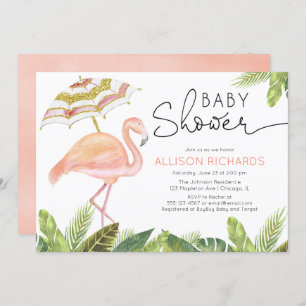 Mädchen-Babyparty des Flamingos rosa Gold Einladung