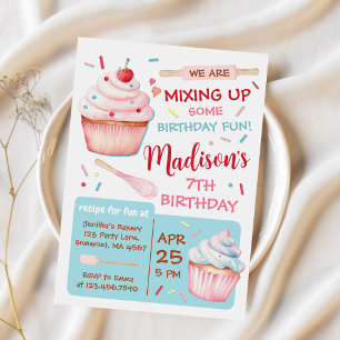 Mädchen Backen Party Cupcake Geburtstag Einladung