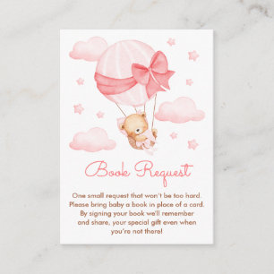Mädchen-Bär-Rosa-Ballon-Baby-Shower-Buch-Anfrage Begleitkarte