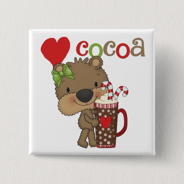 Mädchen-Bärn-Kakao-Liebe Button (Vorderseite)