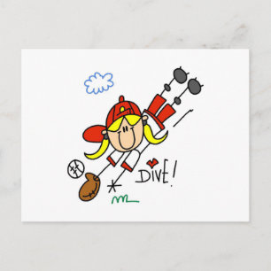 Mädchen Baseball Eintauchen in Home T-Shirts und G Postkarte