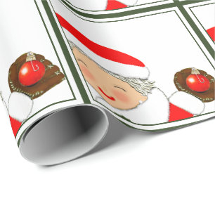 Mädchen Baseball Weihnachtsfeiertag Geschenkpapier