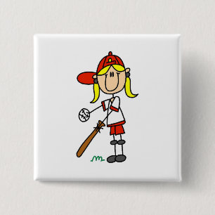 Mädchen Baseballspieler T-Shirts am Schlag Button