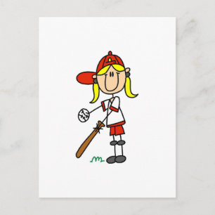 Mädchen Baseballspieler T-Shirts am Schlag Postkarte