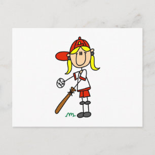 Mädchen Baseballspieler T-Shirts am Schlag Postkarte