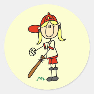 Mädchen Baseballspieler T-Shirts am Schlag Runder Aufkleber