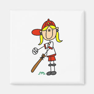 Mädchen Baseballspieler T-Shirts beim Schlagmann Magnet