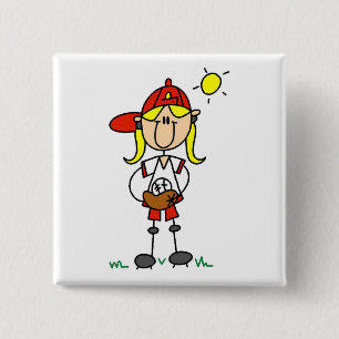 Mädchen Baseballspieler T-Shirts und Geschenke Button