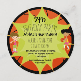 Mädchen Basketball Custom Geburtstag Circle Einlad Einladung