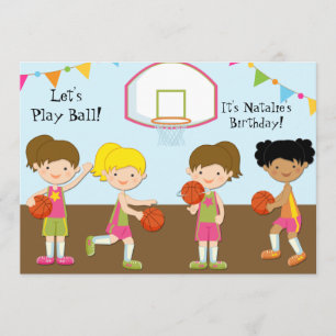 Mädchen-Basketball-Geburtstags-12x18 Einladung