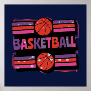 Mädchen Basketball Geometrische Künstlerische Typo Poster
