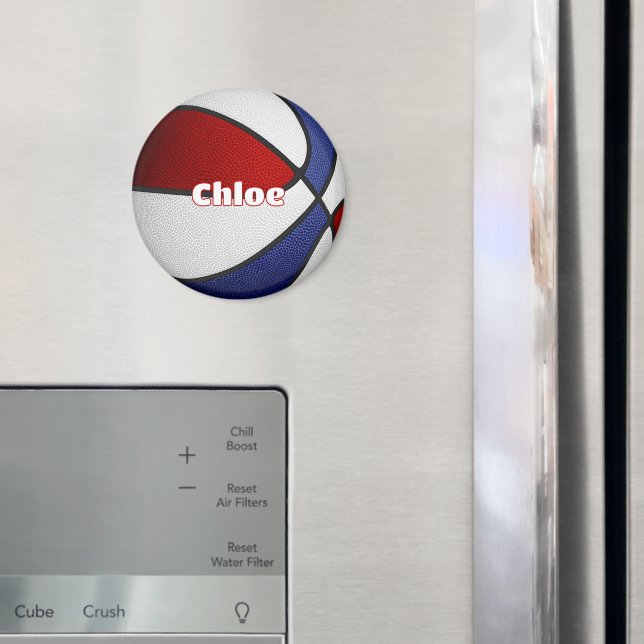 Mädchen Basketball Rot Blau Mannschaftsfarben Magnet (In Situ (Kühlschrank))