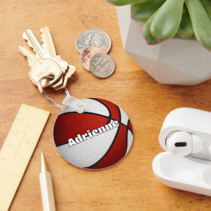 Mädchen Basketball Rote Mannschaft Farben Schlüsselanhänger
