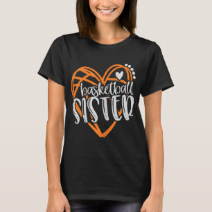 Mädchen Basketball Schwester Herz bekümmert T-Shirt