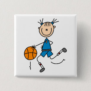 Mädchen-Basketball-Spieler-T-Shirts und Geschenke Button
