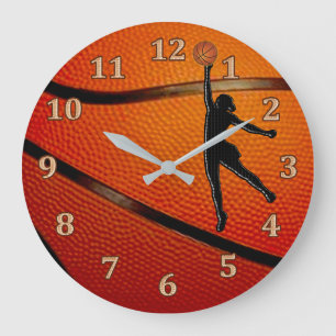 Mädchen-Basketball-Uhr, Große Wanduhr