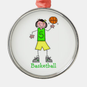 Mädchen-Basketball-Verzierung Silbernes Ornament