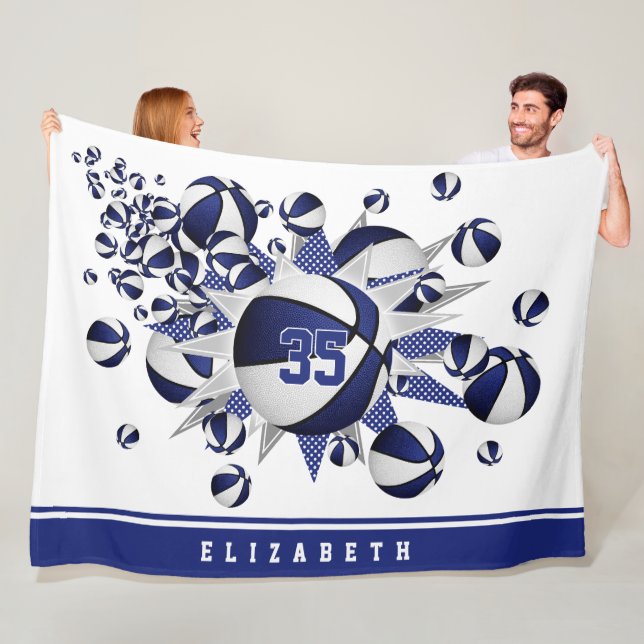 Mädchen Basketballkörbe blau Fleecedecke (Beispiel)