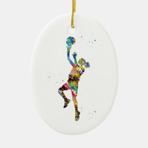 Mädchen Basketballspielerin Keramik Ornament