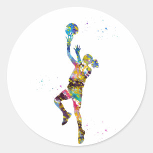 Mädchen Basketballspielerin Runder Aufkleber