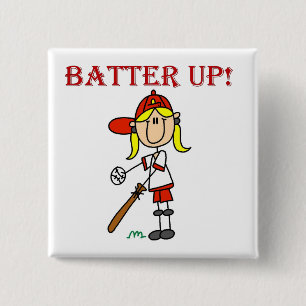 Mädchen Batter Up Baseball T-Shirts und Geschenke Button