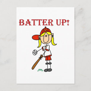 Mädchen Batter Up Baseball T-Shirts und Geschenke Postkarte