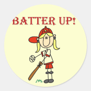 Mädchen Batter Up Baseball T-Shirts und Geschenke Runder Aufkleber