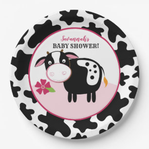 Mädchen Bauernhof Kuh Baby Shower Papier Teller