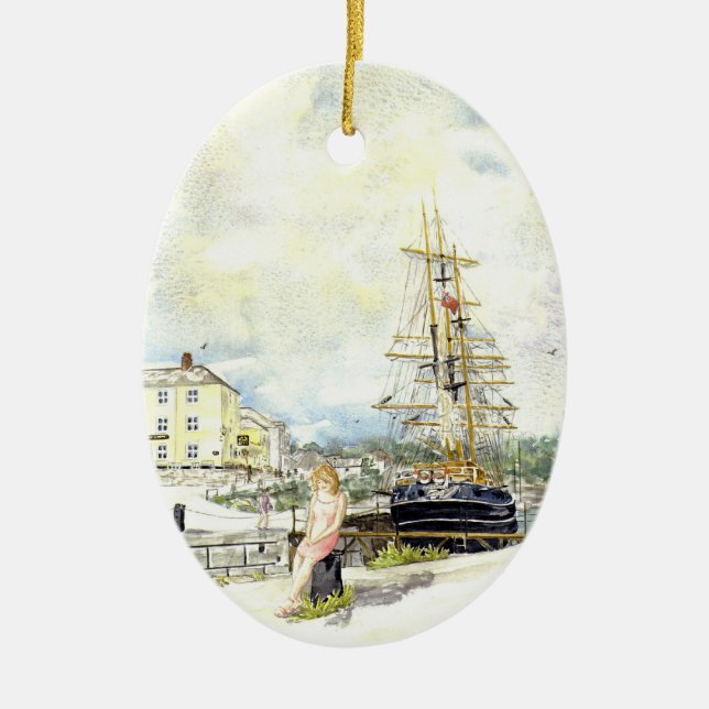 "Mädchen bei Charlestown" Verzierung Keramik Ornament (Vorne)