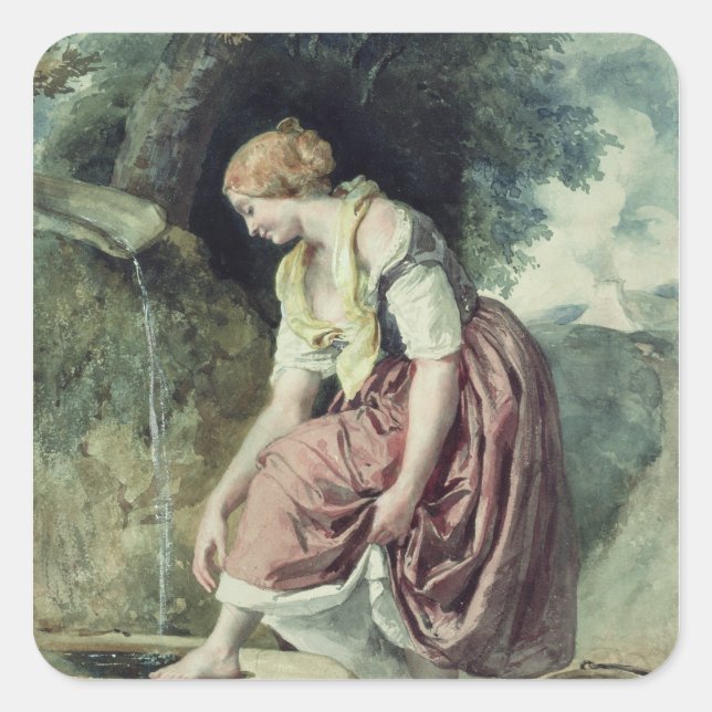 Mädchen bei einer Verabredung Quadratischer Aufkleber (Vorderseite)