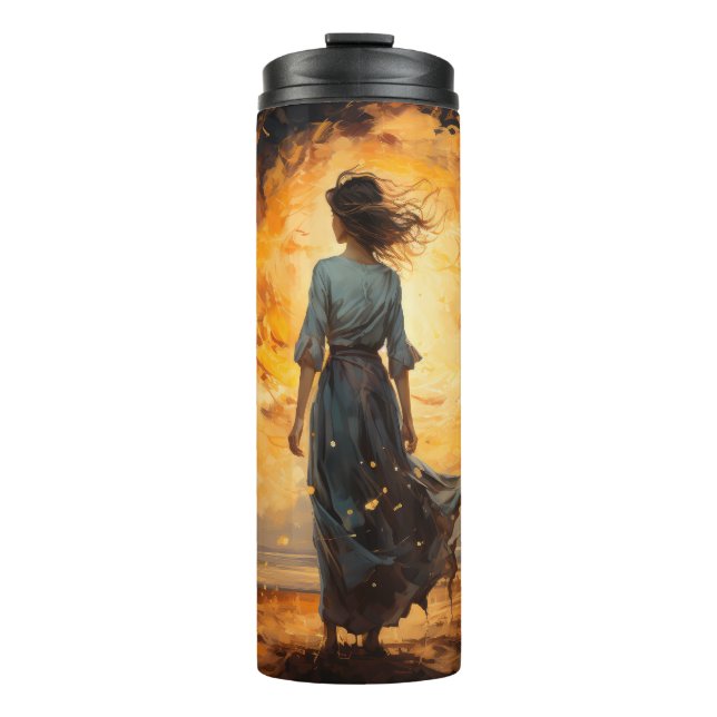 Mädchen bei Sunset Epic Art Tumbler Thermosbecher (Vorderseite)