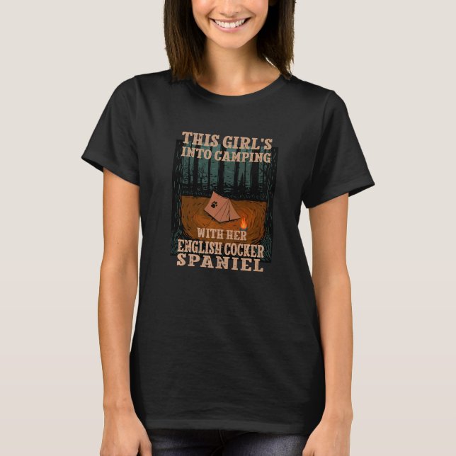 Mädchen beim Camping mit ihrem englischen Cocker S T-Shirt (Vorderseite)