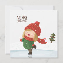 Mädchen beim Eislaufen zu Weihnachten