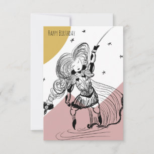 Mädchen beim Fechten Doodle-Illustration Mittelalt Karte