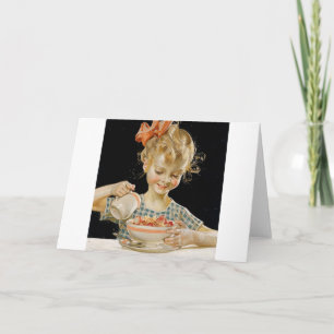 Mädchen beim Frühstück essen Karte